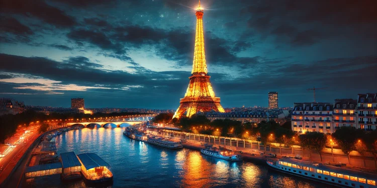 عکس برج ایفل در شب